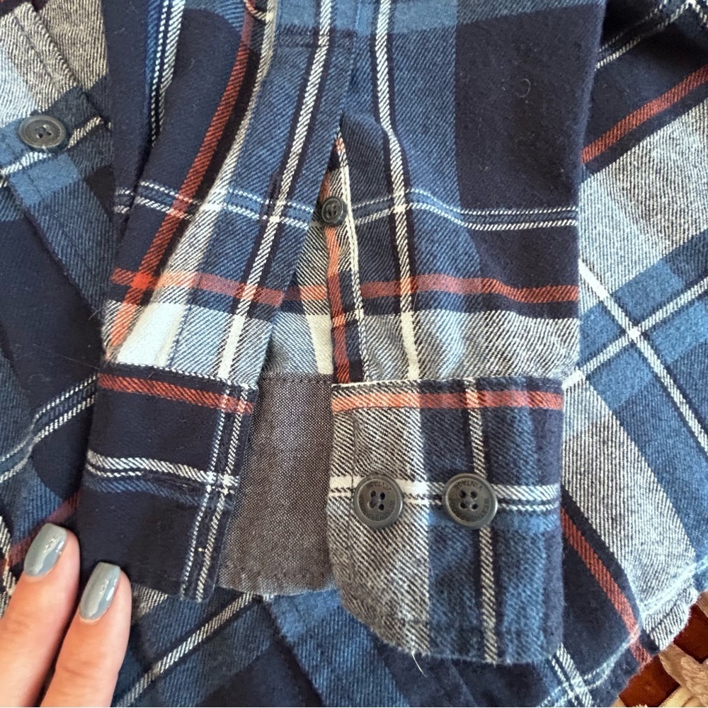 Weatherproof Navy and Gray and orange Plaid Men's Shirt - Picture 4 of 7